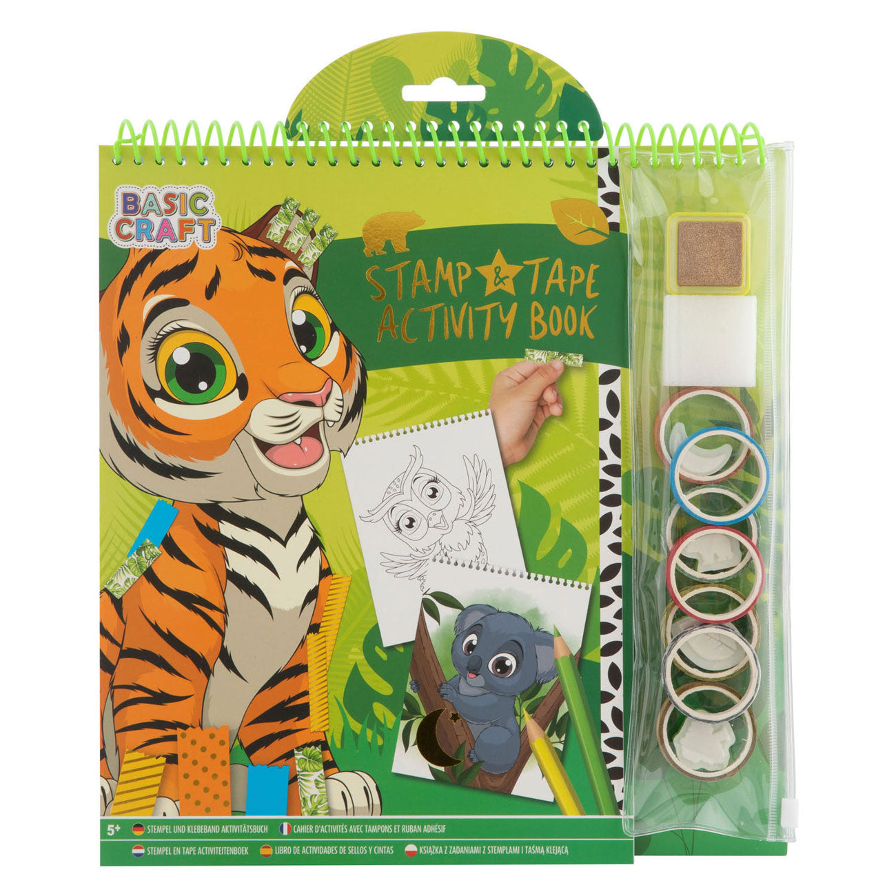 Livro colorir carimbos+ washi tape (tigre)